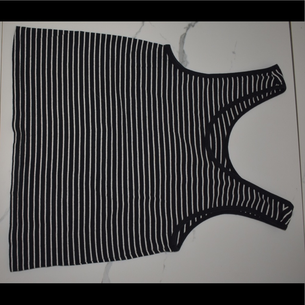 American apparel black / white striped tank top